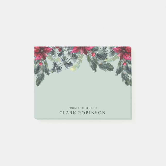 Bloco De Notas Na moda Spruce Red Poinsettia Natal (Frente)
