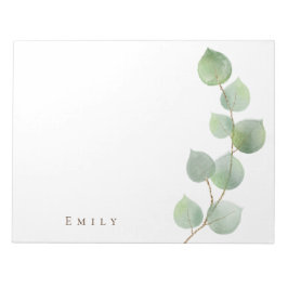 Bloco De Notas Na moda Verde Dourado Eucalyptus Leaf Name