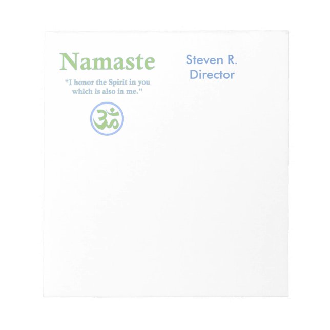 Bloco De Notas Namaste significado com símbolo Om (Frente)