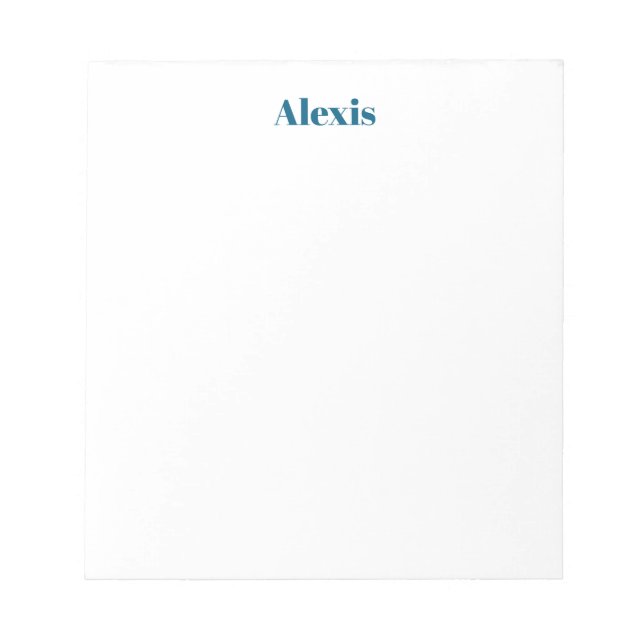 Bloco De Notas Name Calligraphy Script Plain Simple White Blue (Frente)