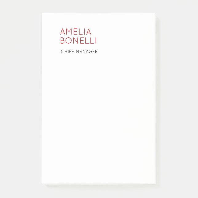 Bloco De Notas Name Modern Minimalist Professional Plain Casual (Frente)