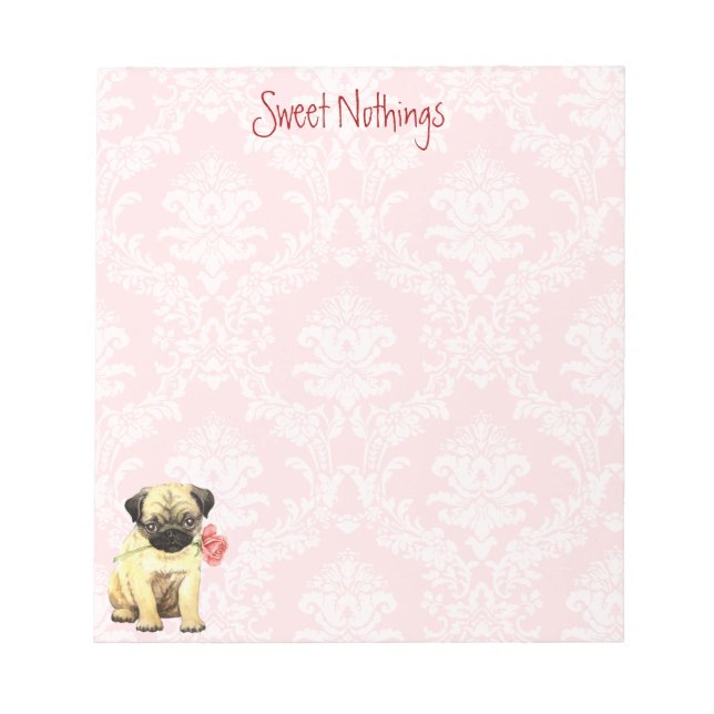 Bloco De Notas Namorados Rosa Pug (Frente)