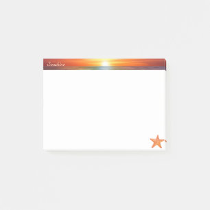 Bloco De Notas Nascer do sol, caligrafia e estrela-do-mar em bran