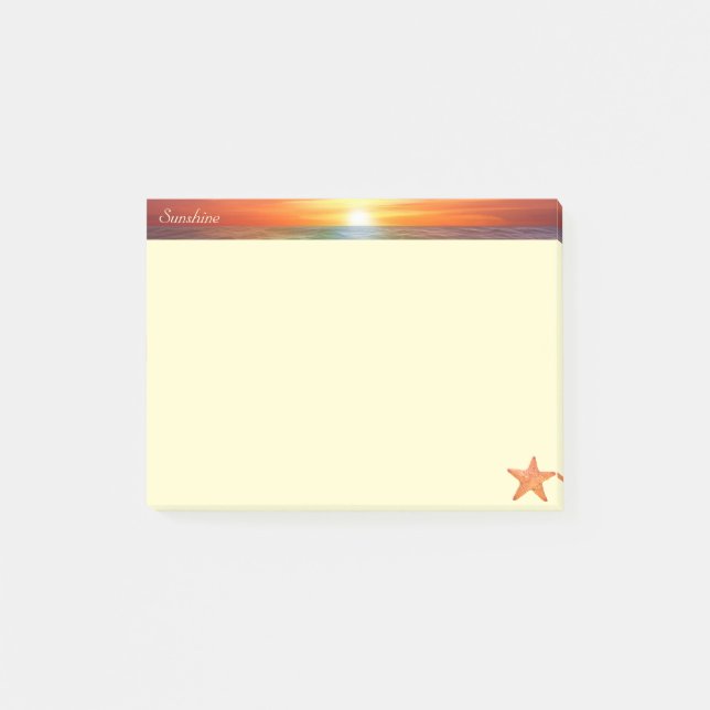 Bloco De Notas Nascer do sol, caligrafia e estrela-do-mar em marf (Frente)