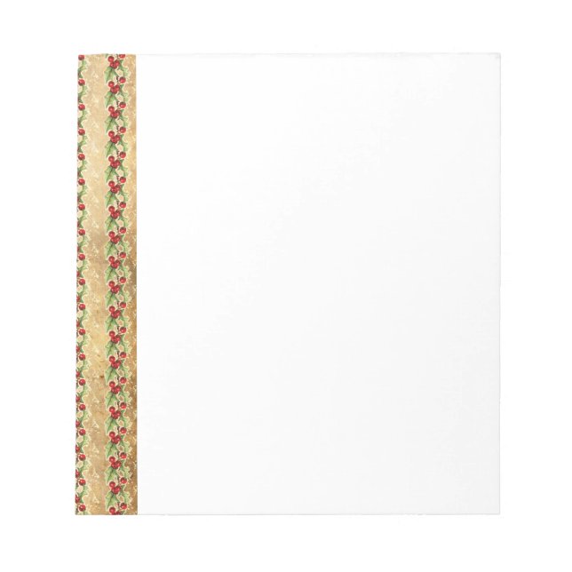 Bloco De Notas Natais vintages Holly Stripes (Frente)