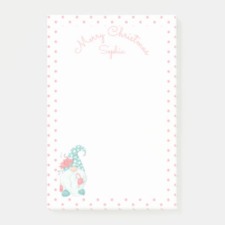 Bloco De Notas Natal Alegre Nome Personalizado Gnome Pastel Fofo