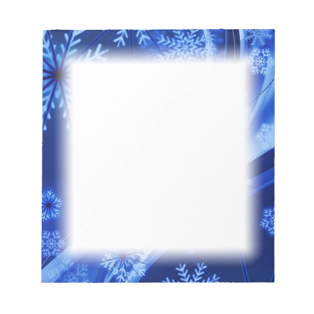 Bloco De Notas Natal Azul Flocos de Neve de inverno (Frente)
