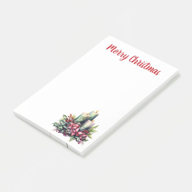Bloco De Notas Natal de Poinsettias e Velas (Inclinado)