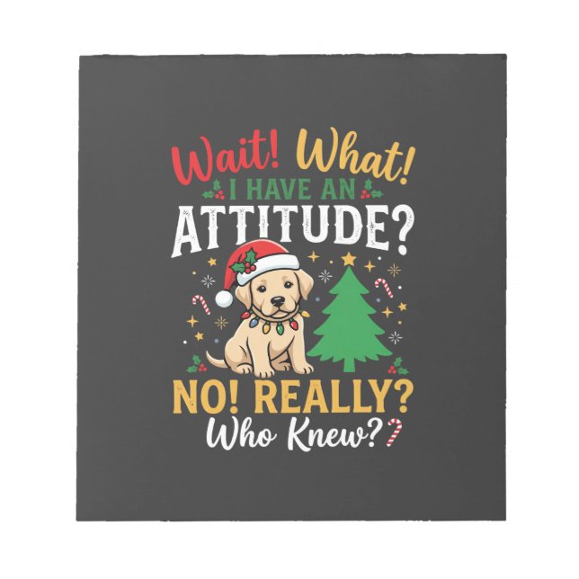 Bloco De Notas Natal Divertido Cão Atitude Feriado (Frente)