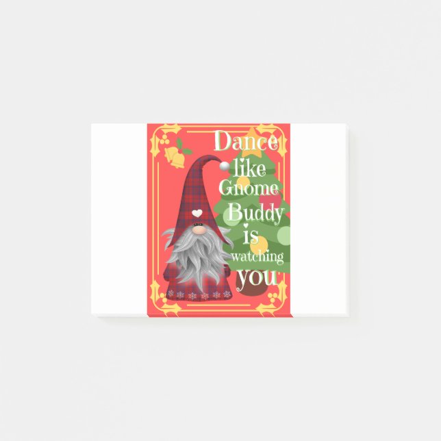 Bloco De Notas Natal Gnomo Buddy Dançando Engraçado Novelty Desig (Frente)