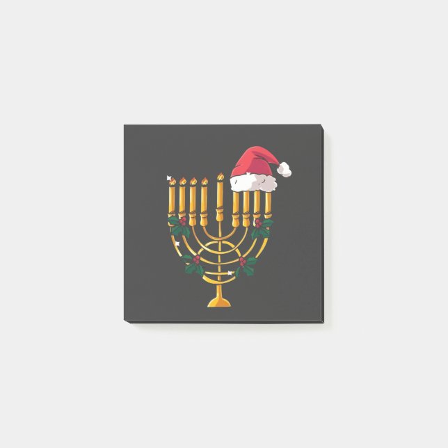 Bloco De Notas Natal Hanukkah Papais noeis judeus Menorah (Frente)