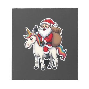 Bloco De Notas Natal Papai Noel Montando Unicórnio - Meninas de N