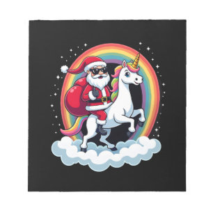 Bloco De Notas Natal Papai Noel Montando Unicórnio Xmas Garotas M