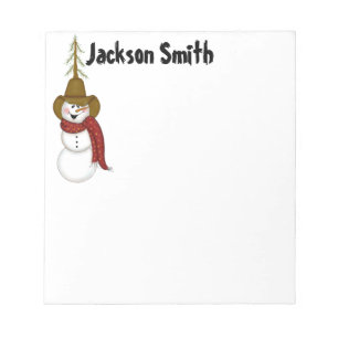Bloco De Notas Natal personalizado do vaqueiro Snowman
