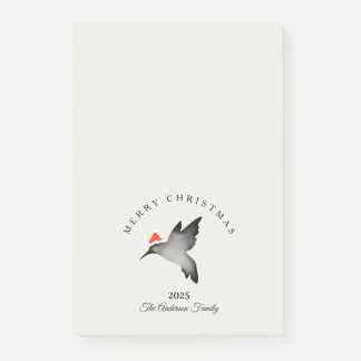 Bloco De Notas Natal personalizado vermelho cinza santa beija-flo