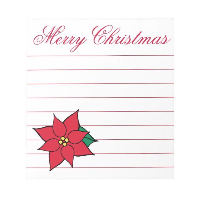 Bloco De Notas Natal Poinsettia Comprando Grocery Notepad Gift (Frente)