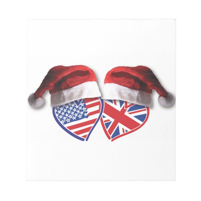 Bloco De Notas Natal UK EUA Patriotic Heats (Frente)
