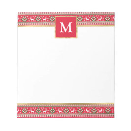 Bloco De Notas Natal Vermelho Personalizado Fair Isle