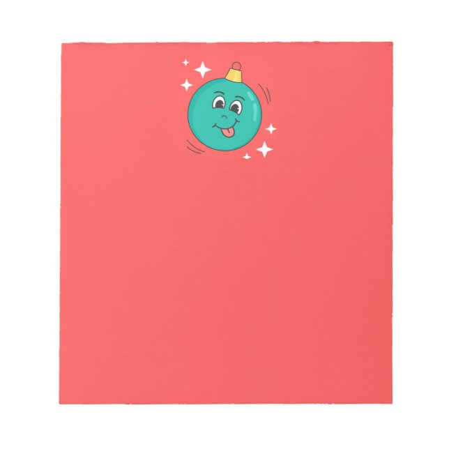 Bloco De Notas Natal Vermelho sorriso emoji azul (Frente)