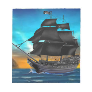 BLOCO DE NOTAS NAU PIRATA AO PÔR DO SOL