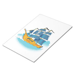 Bloco De Notas Navio Pirata de Desenho Animado Fofo