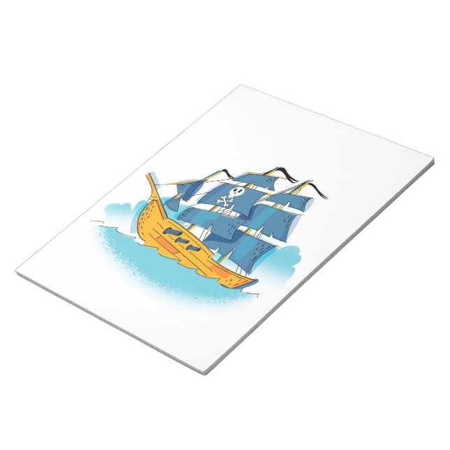 Bloco De Notas Navio Pirata de Desenho Animado Fofo (Inclinado)