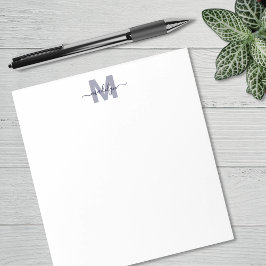 Bloco De Notas Navy Blue Simple Monogram