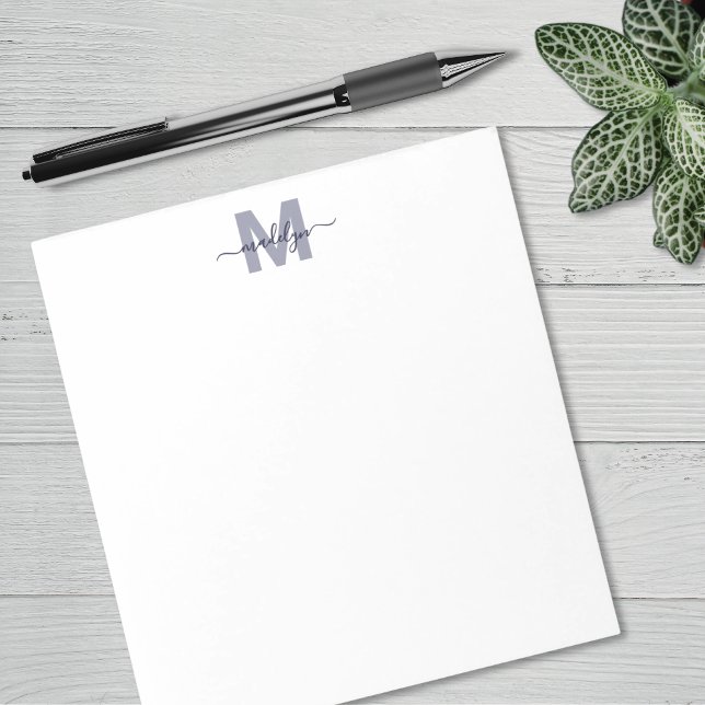 Bloco De Notas Navy Blue Simple Monogram (Navy Blue Simple Monogram Notepad )