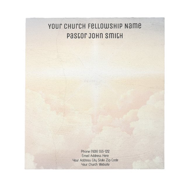 Bloco De Notas Negócios da Igreja de Nuvem Cristã Celestial (Frente)