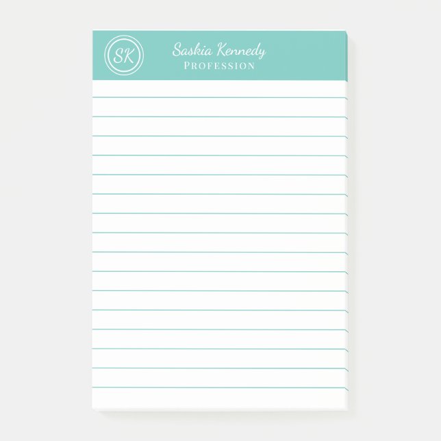 Bloco De Notas Negócios de Monograma Profissional Elegante (Frente)