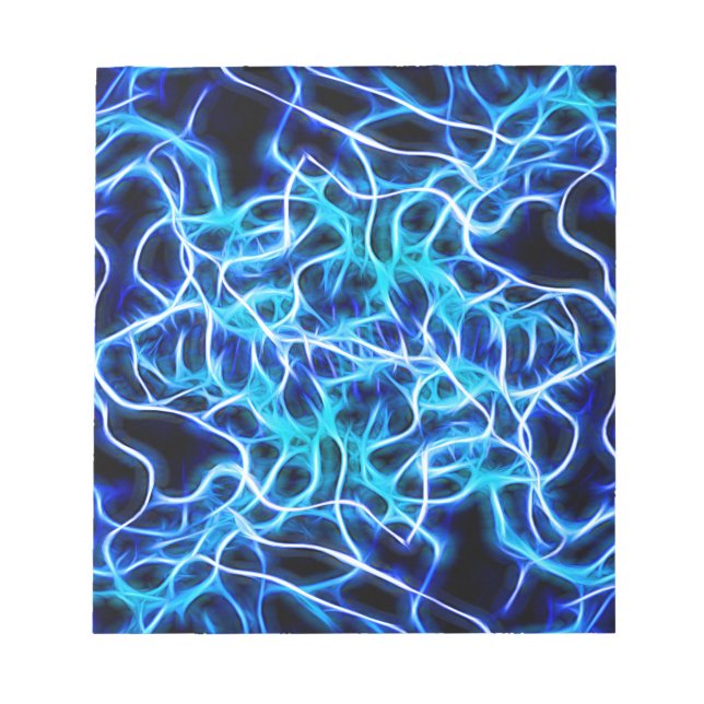 Bloco De Notas Neon Elétrico Azul Água Turquesa Relâmpago (Frente)