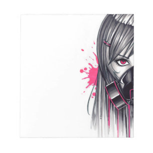 Bloco De Notas Neon Gas Mask Girl