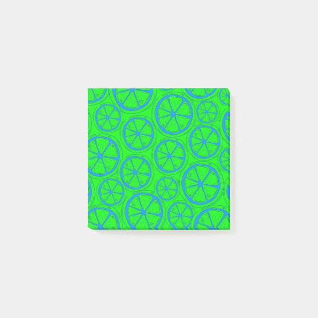 Bloco De Notas Neon Green e Blue Lemon Retro Primavera e Verão (Frente)