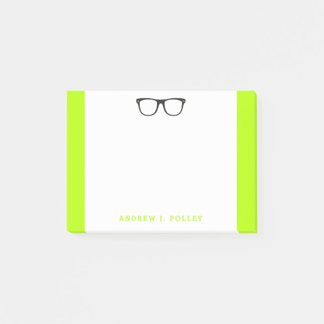 Bloco De Notas Neon Nerdy Óculos Pretos Postados Personalizados (Frente)