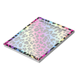 Bloco De Notas Neon Rainbow Leopard Pattern Impressão