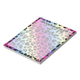 Bloco De Notas Neon Rainbow Leopard Pattern Impressão