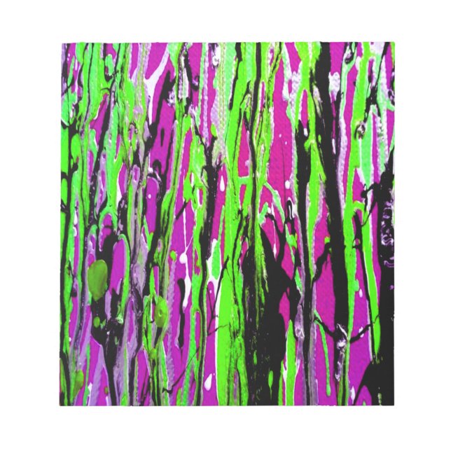 Bloco De Notas Neon Splatter Paint Purple Verde e Preto (Frente)