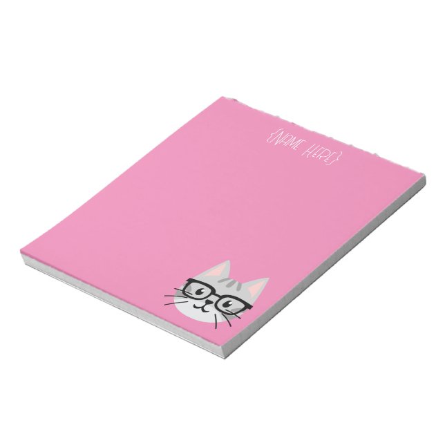 Bloco De Notas Nerdy Cinza Tablet Cat Notepad (Invertido)