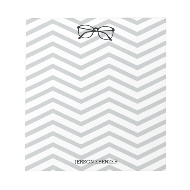 Bloco De Notas Nerdy Eyeglass Lendo Chevron Masculine (Frente)