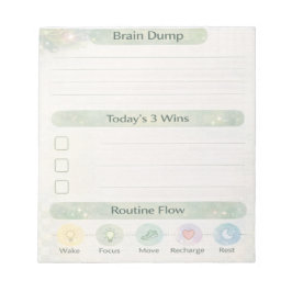 Bloco De Notas Neurodiversity Brain Dump Daily Check | Sage Green