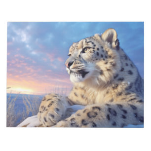 Bloco De Notas Neve Leopardo Animal Natureza Majestosa Selvagem