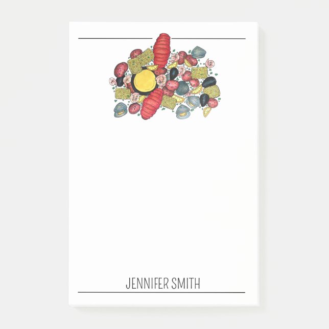 Bloco De Notas New England Clams Lobster Clambake Seafood Janto (Frente)