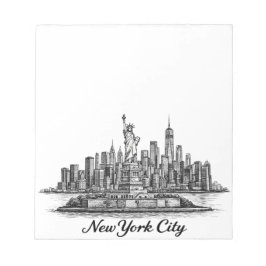 Bloco De Notas New York City Skyline Line Art Illustration