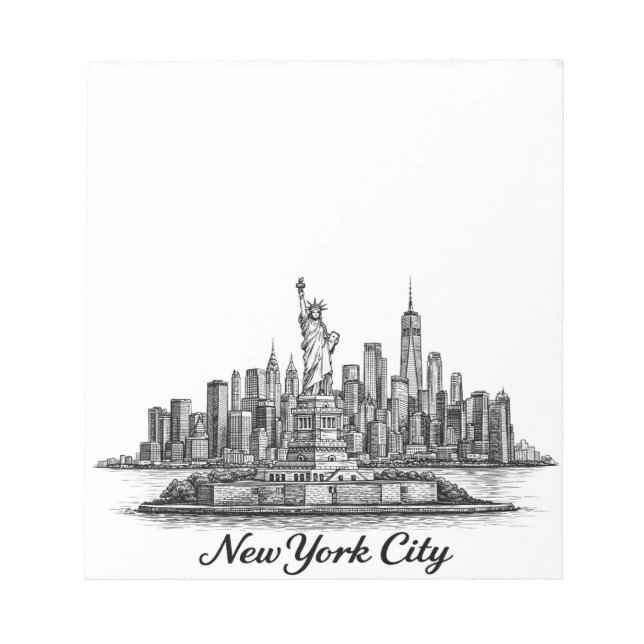 Bloco De Notas New York City Skyline Line Art Illustration (Frente)