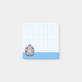 Bloco De Notas Nine-Tailed Kitsune- Japanese Fox Yokai Blue Grid