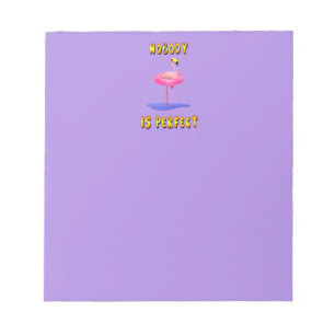 Bloco De Notas Ninguém é perfeito - flamingo com anel de natação