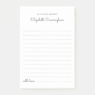 Bloco De Notas No Loving Memory Funeral Chic Compartilha uma Memó