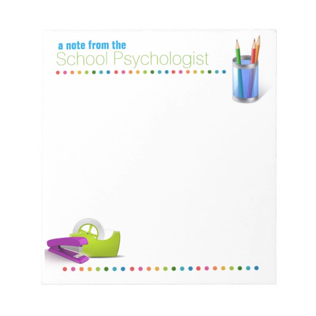 Bloco De Notas No Painel de Notas do Psicólogo do Office School (Frente)