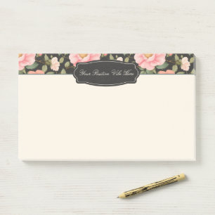 Bloco De Notas Noir Floral Elegance Vintage Pastel Rosas Rosa