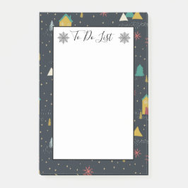 Bloco De Notas Noite De Inverno Flocos De Neve Pequenas Casas Par